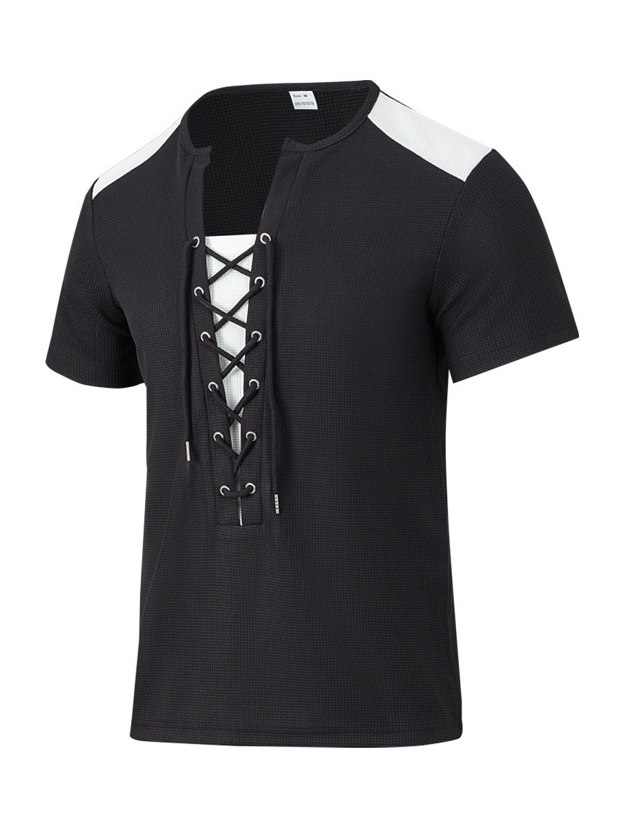 Chemise à manches courtes pour homme avec design sportif à lacets Chic und Stil