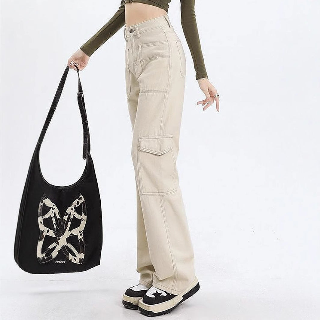 Jeans cargo pour femmes à jambes larges avec poches latérales pratiques Chic und Stil