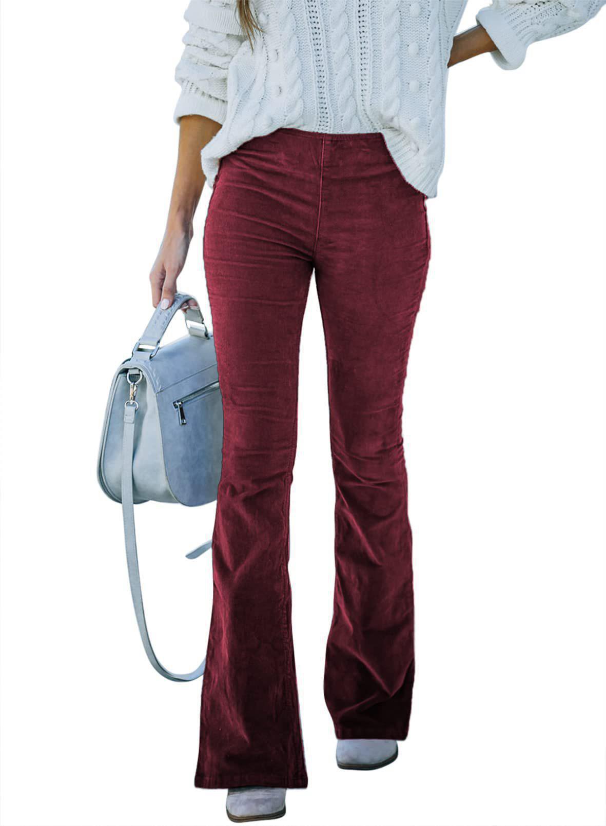 High-waisted flared corduroy pants for women with structured fabric Chic and Style