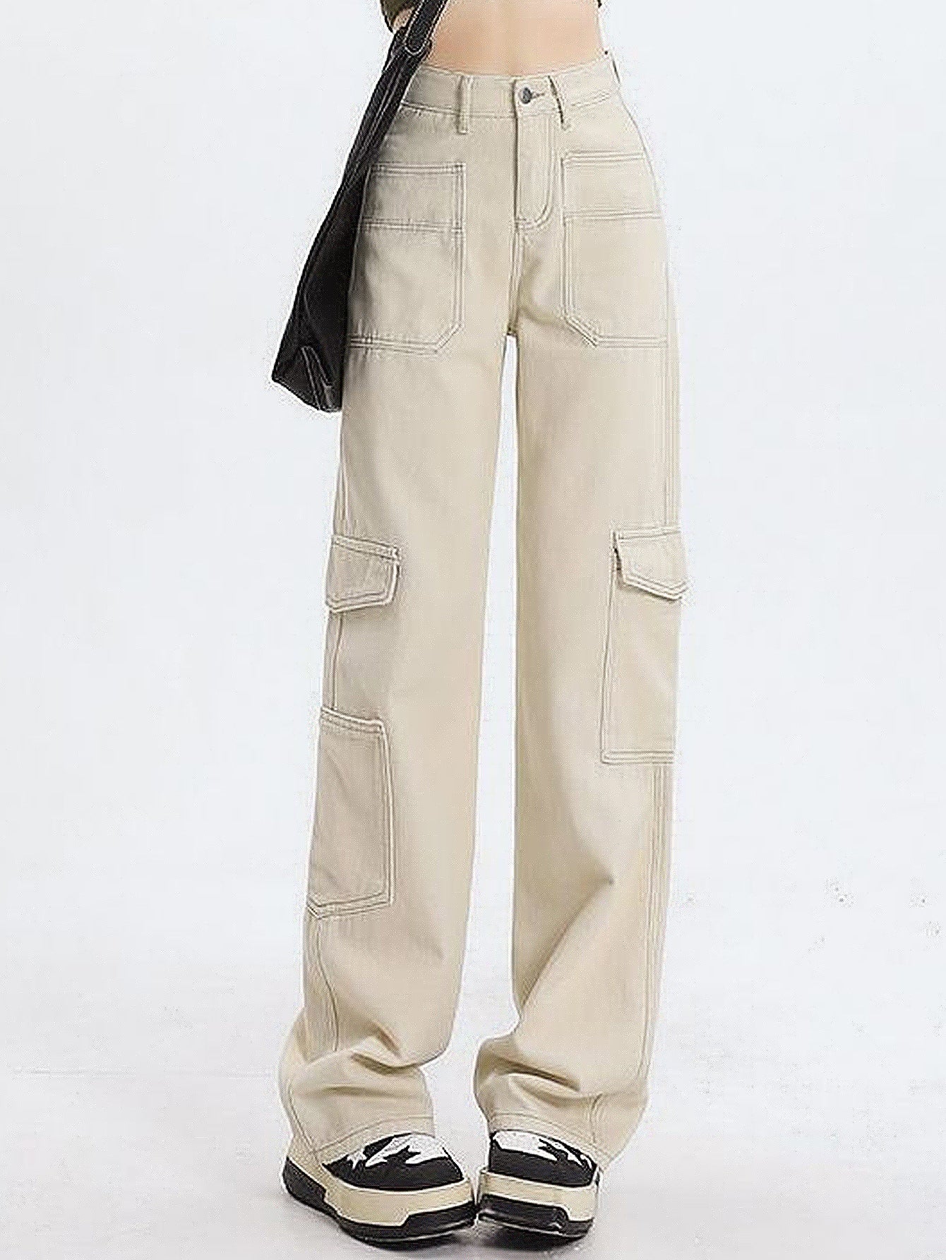 Jeans cargo pour femmes à jambes larges avec poches latérales pratiques Chic und Stil