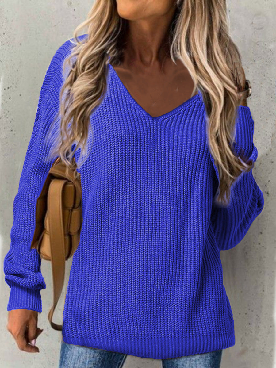 Pull-over en tricot épais à encolure en V pour femmes avec coupe décontractée Chic und Stil