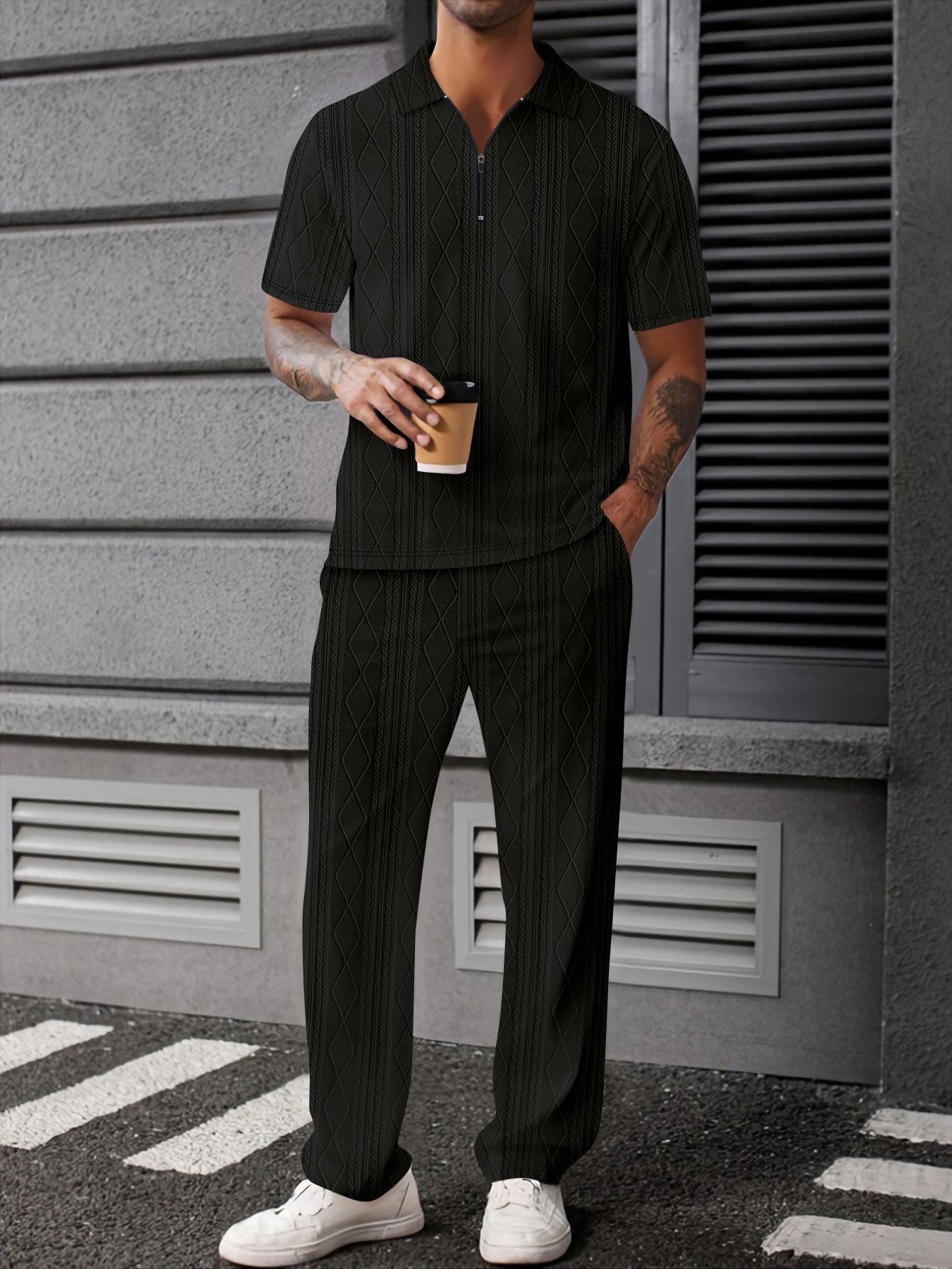 Hommes ensemble polo en tricot élégant Chic und Stil