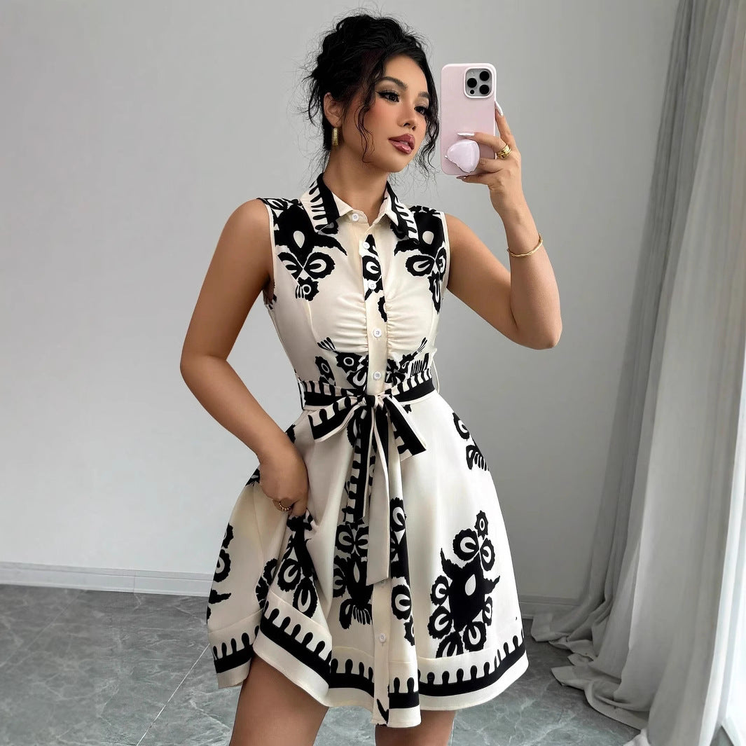 Women's Chic and Stylish A-Line Button-Down Shirt Dress