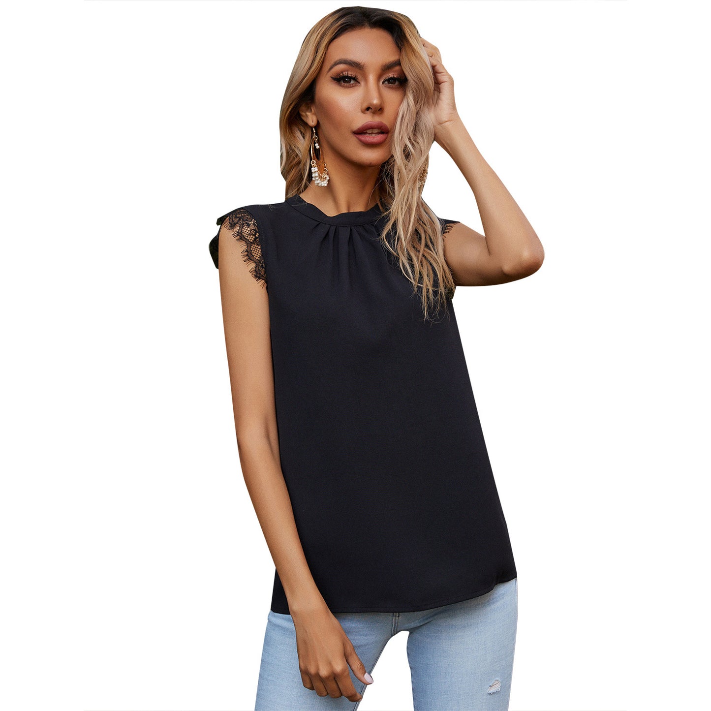 Chemisier pour femmes avec des accents en dentelle et coupe fluide Chic und Stil