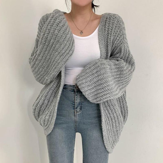 Cardigan oversize en tricot épais pour femmes avec décolleté en V profond Chic und Stil