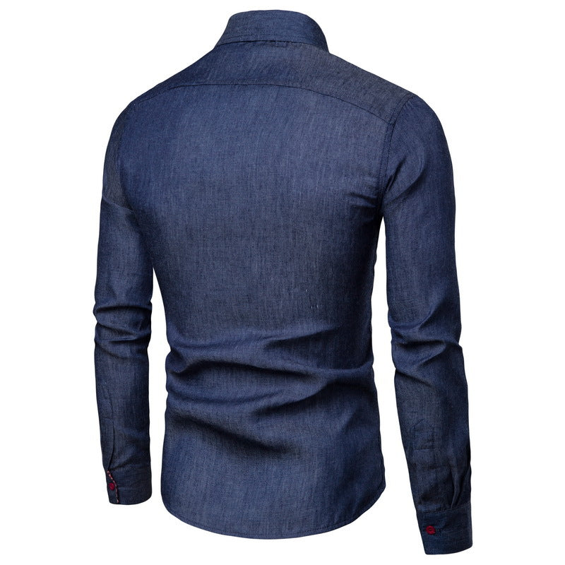 Chemise à manches longues en denim pour hommes avec des détails contrastés Chic und Stil