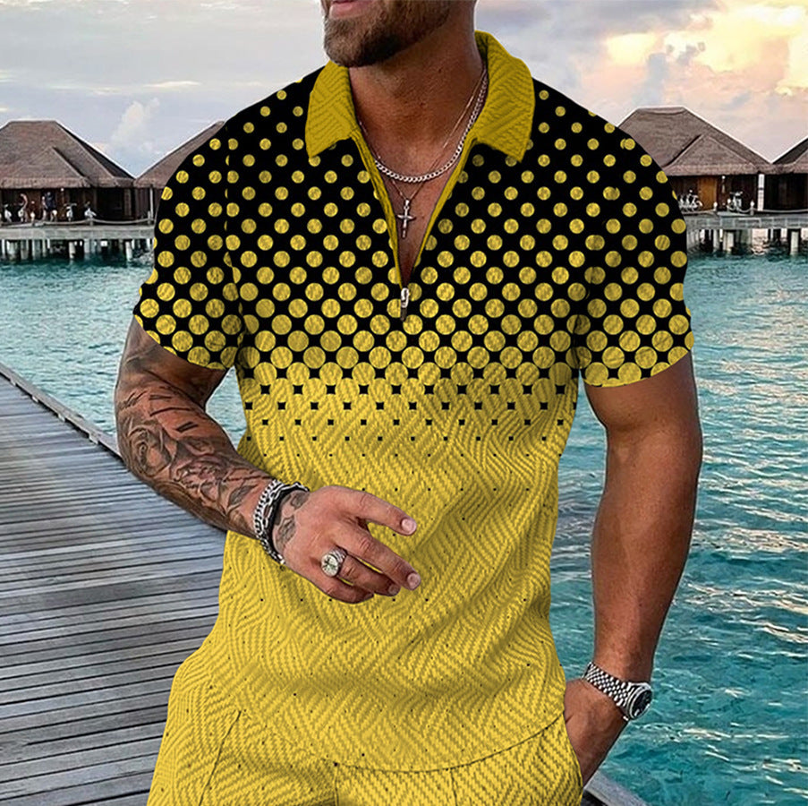 Hommes Chemise élégante à manches courtes avec patte de boutonnage et motifs décoratifs Chic und Stil