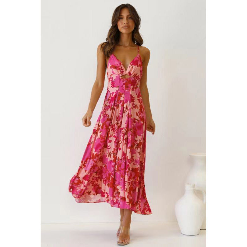 Robe midi A-ligne inspirée des fleurs Chic und Stil pour femmes