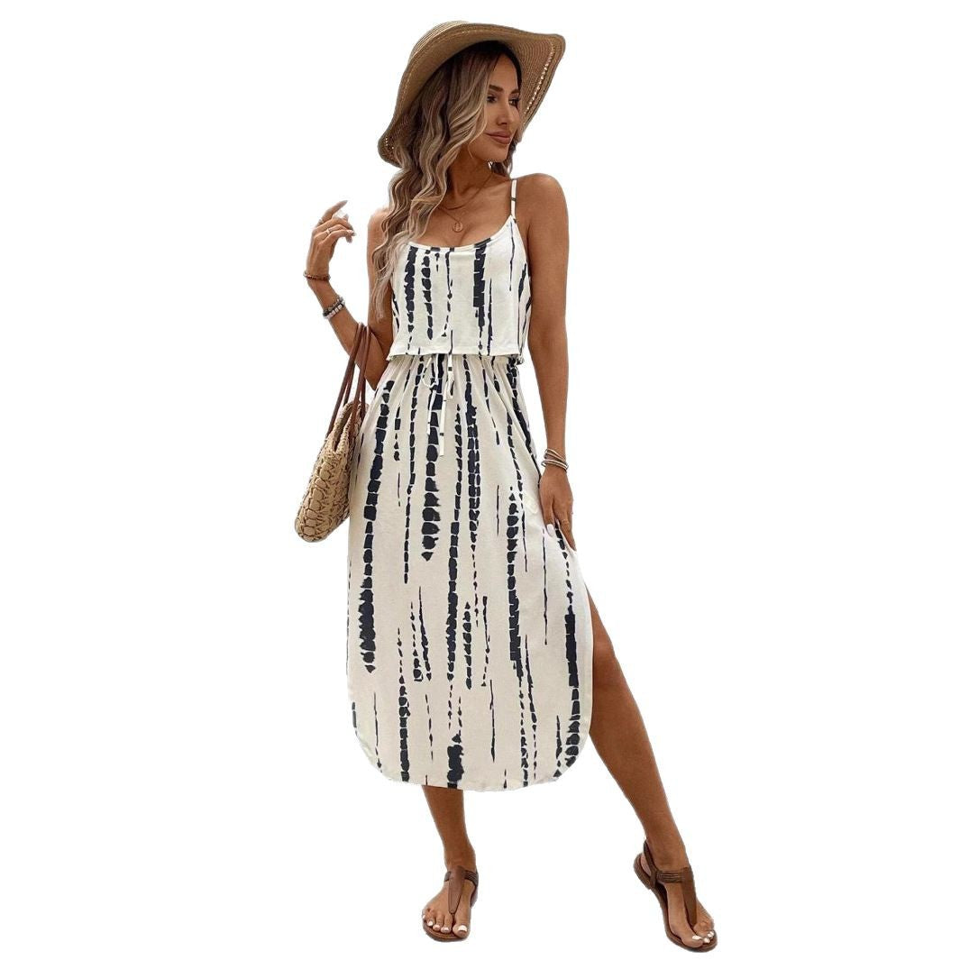 Robe maxi bohémienne pour femmes avec fente latérale Chic und Stil
