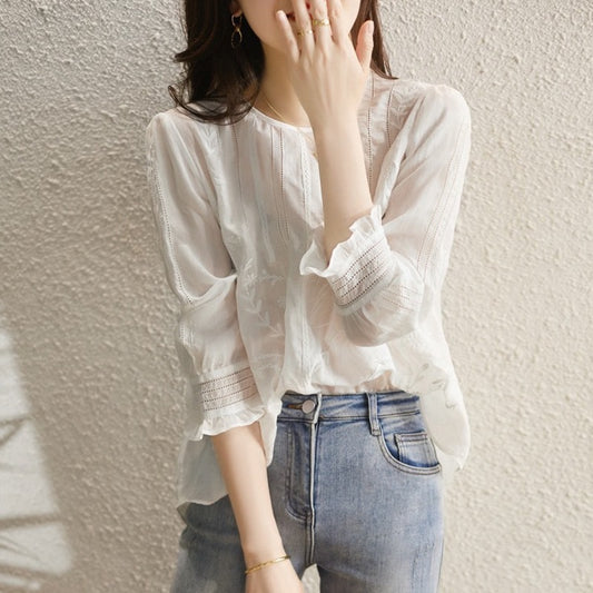 Chemise brodée transparente pour femmes Chic und Stil