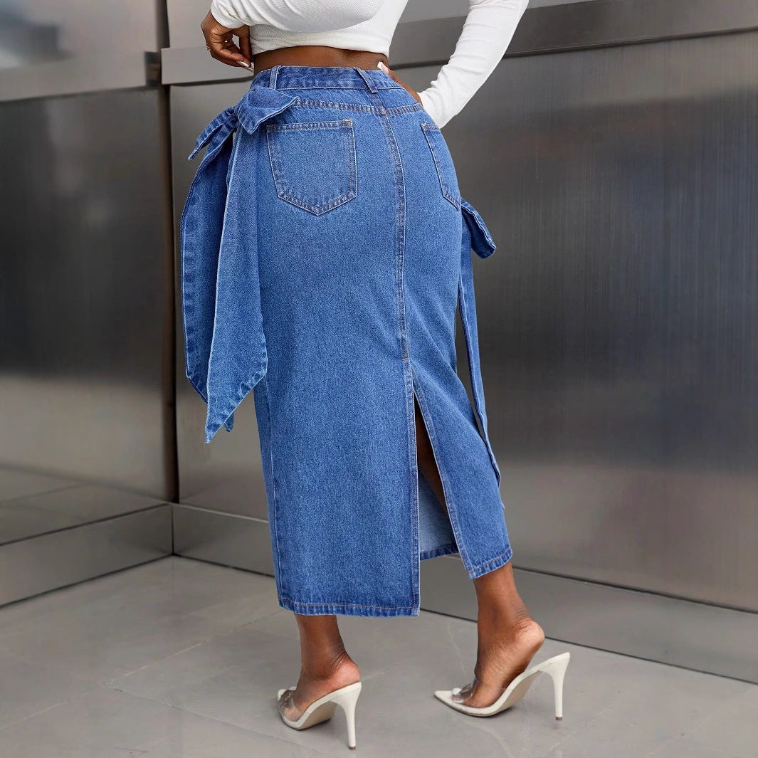 Jupe maxi pour femmes avec poches latérales et ceinture tendance à nouer Chic und Stil