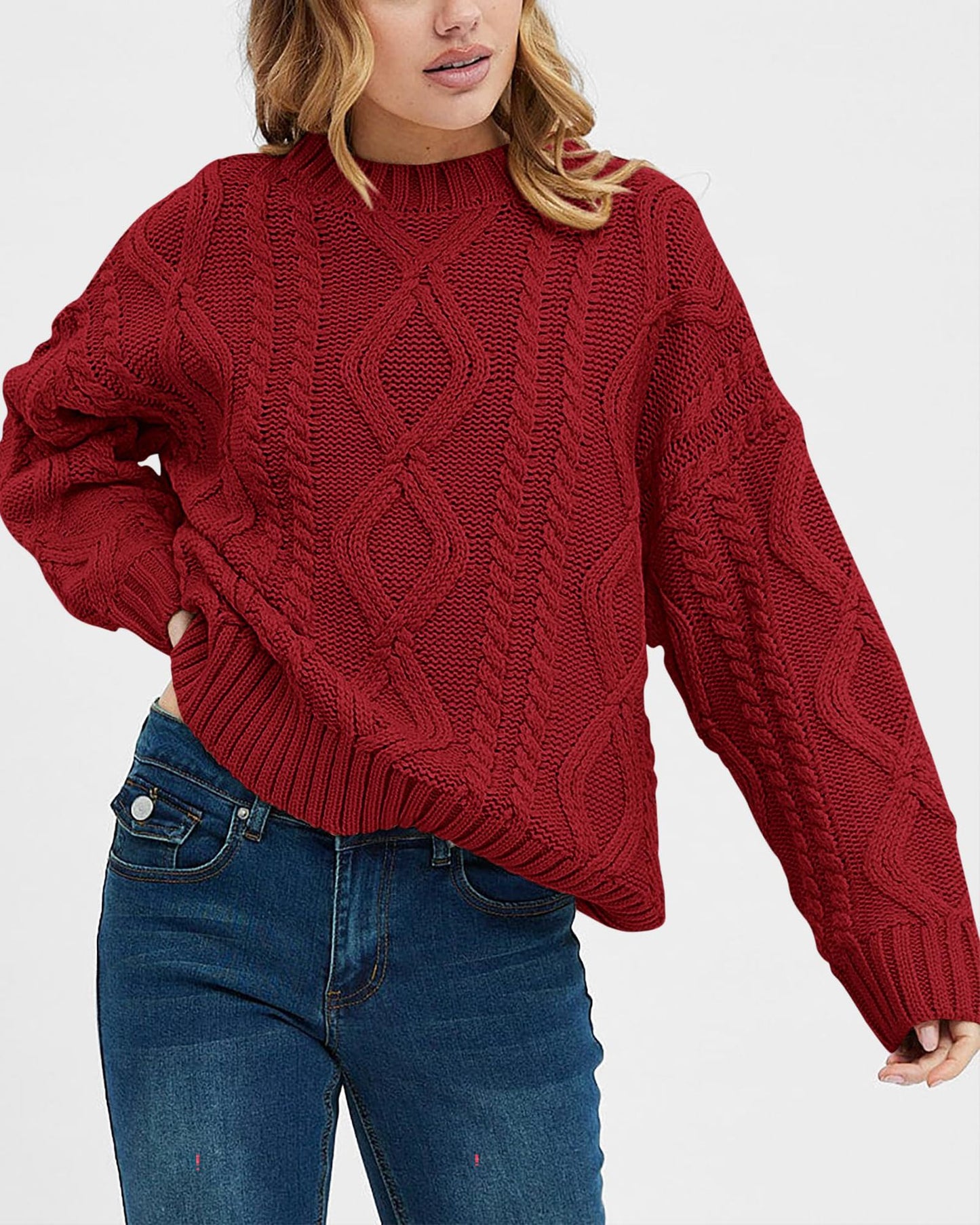 Pull en tricots épais pour femmes avec motif ondulé et coupe ample Chic und Stil