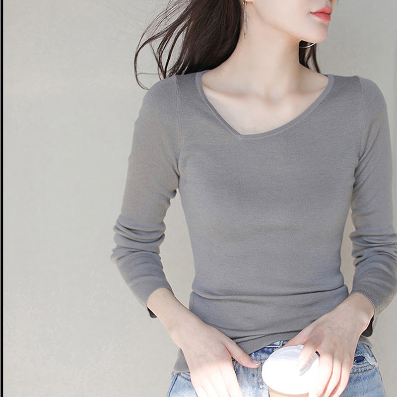 Haut en tricot à manches longues pour femmes à col en V Chic und Stil
