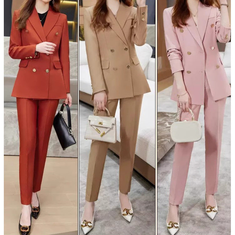 Veste ajustée pour femme à double boutonnage et ensemble de pantalons Chic und Stil 1750847116
