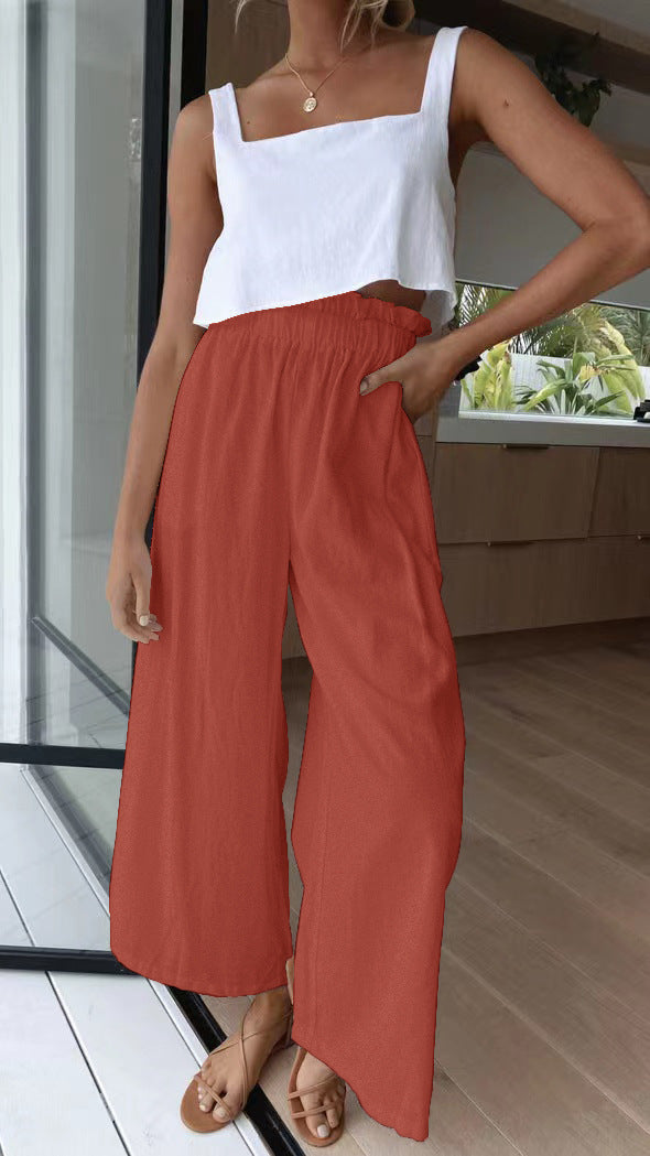 Loose linen pants for women with elastic waist and practical pockets Chic and Style