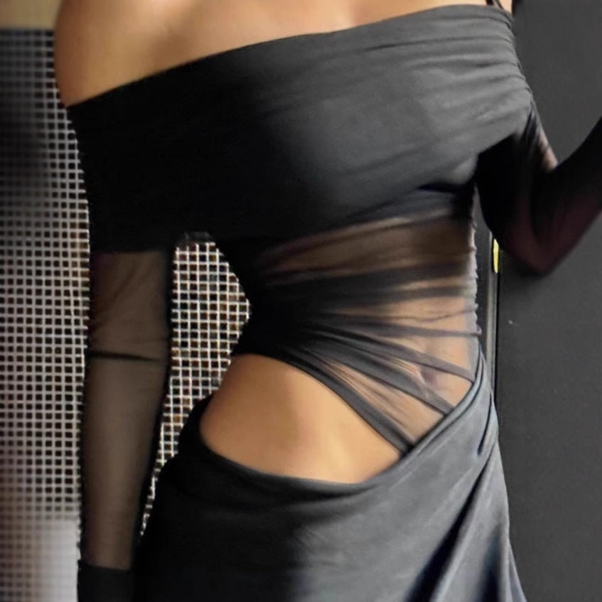 Femme Robe maxi élégante avec un haut asymétrique et un design de drapés raffiné Chic und Stil