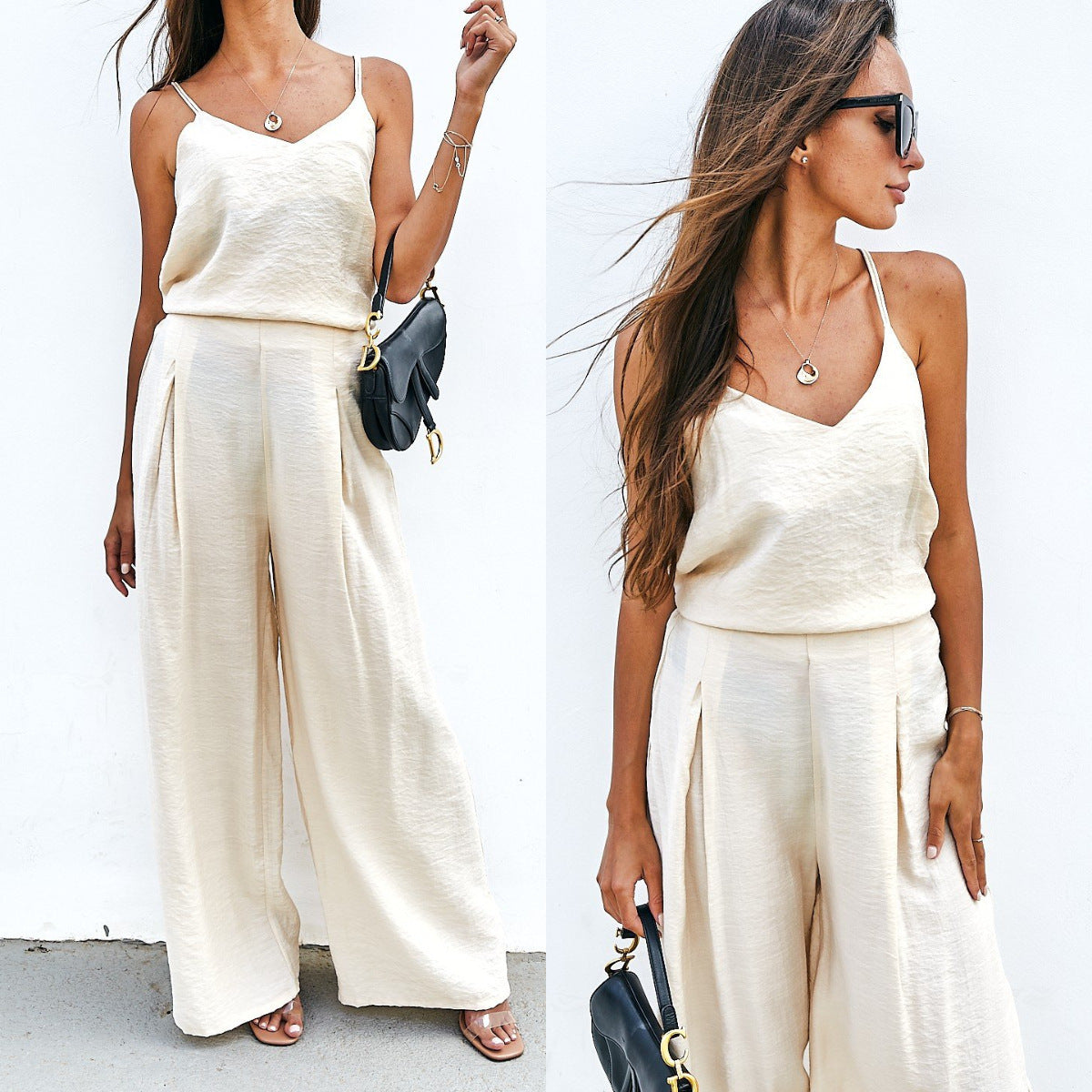 Dames haut élégant et large pantalon ensemble Chic und Stil