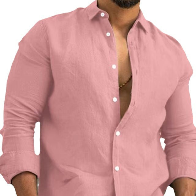 Chemise en lin élégante pour hommes avec patte de boutonnage moderne Chic und Stil