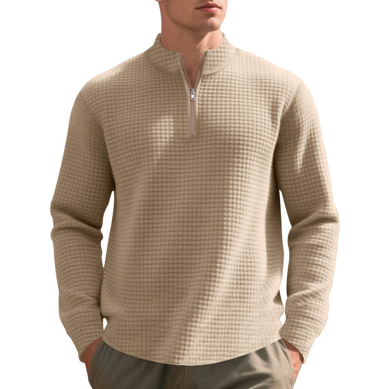 Pull pour hommes en polaire avec col montant, fermeture éclair et design structuré Chic und Stil