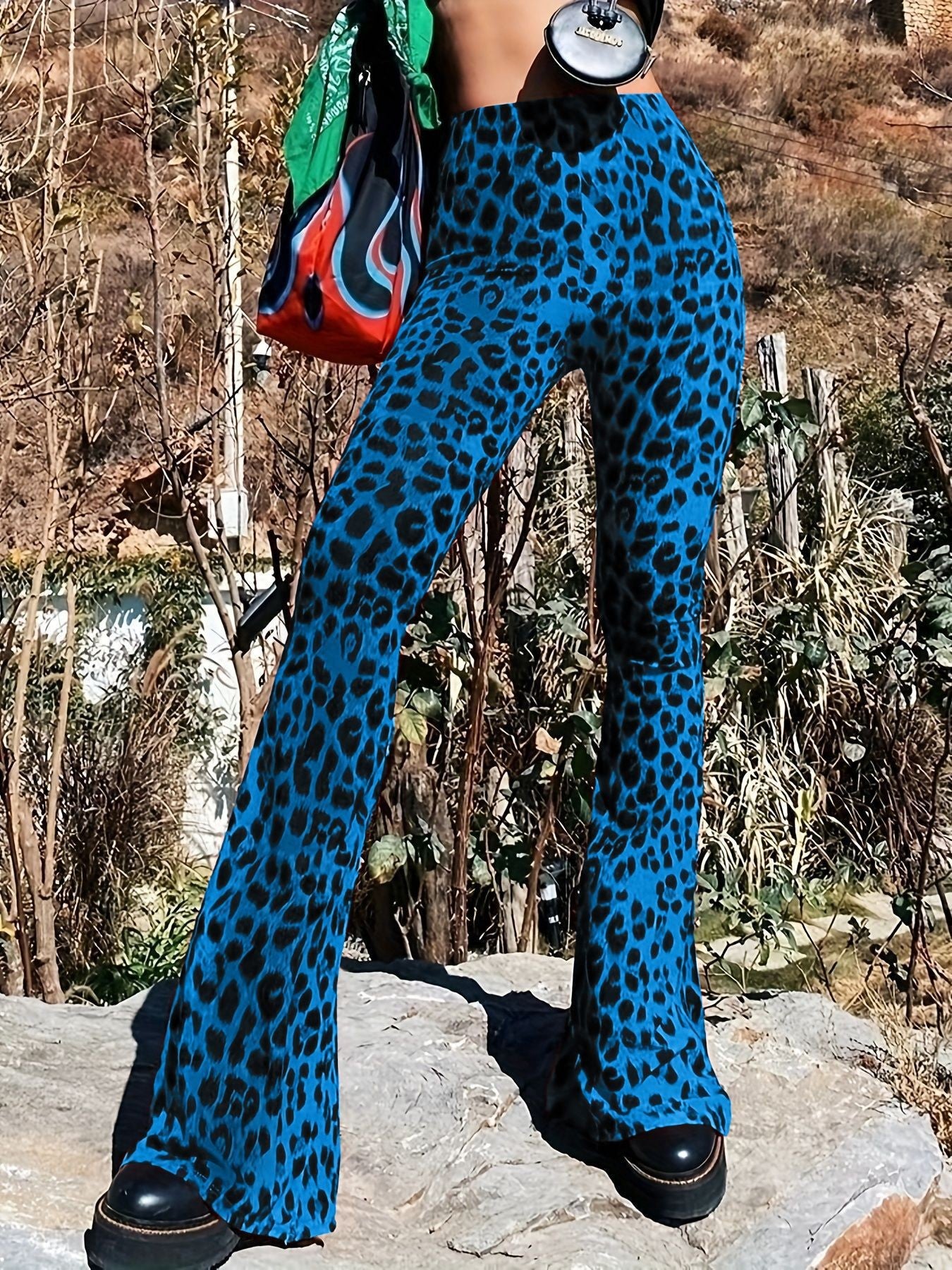 Chic and Stylish Women's Leopard Print Flared Pants