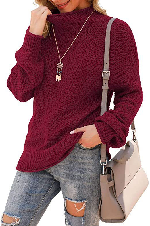 Pull femme avec col haut et motif en tricot structuré Chic und Stil