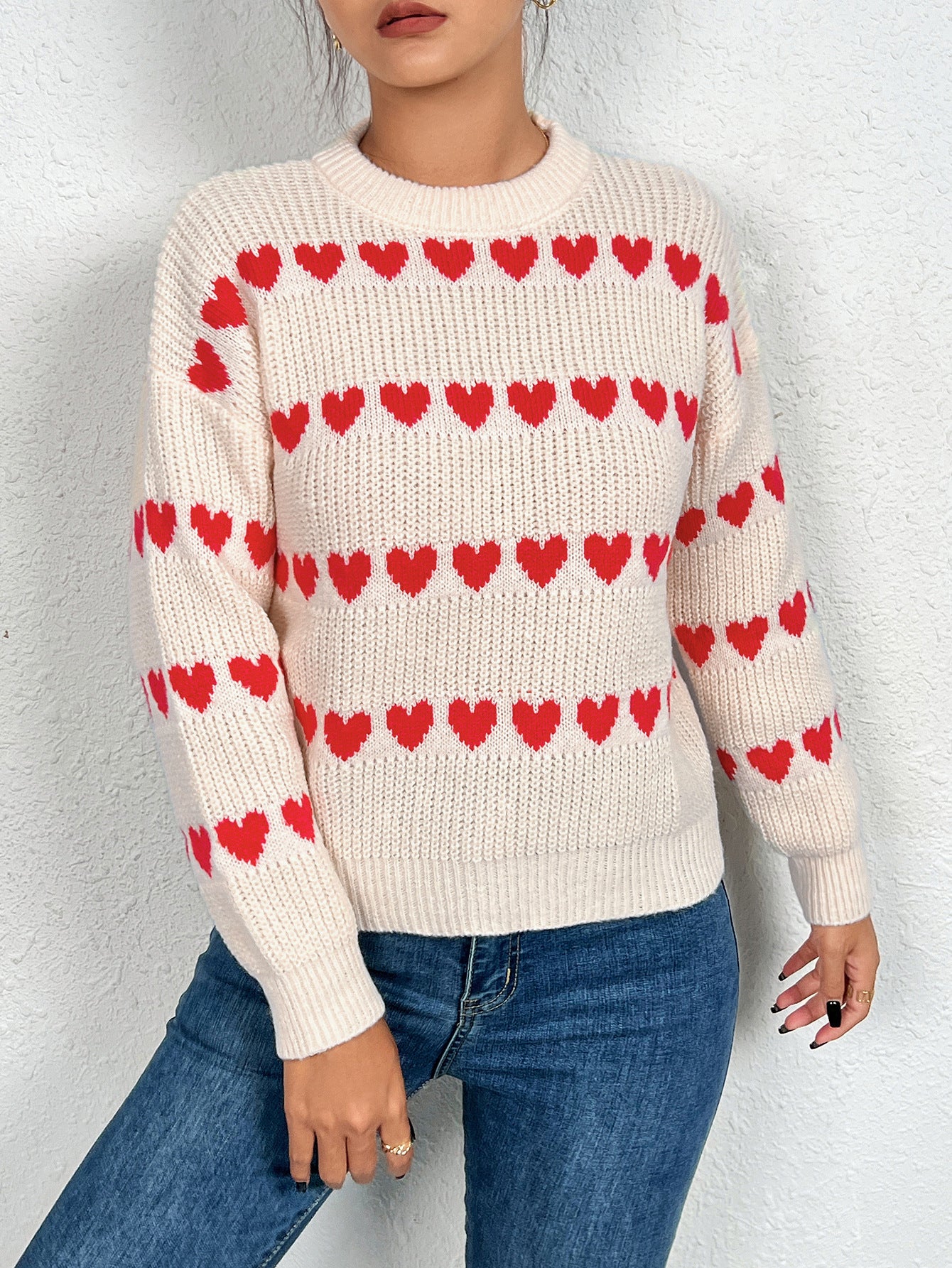 Pull en tricot pour femmes avec motif en forme de cœur Chic und Stil