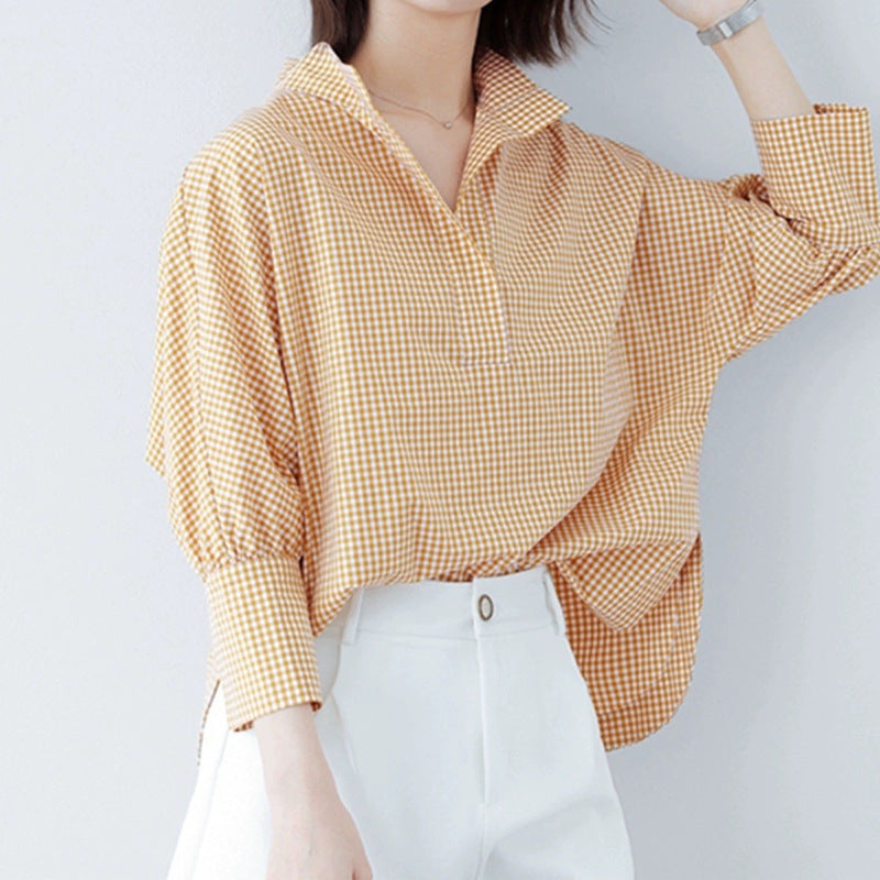 Blouse à carreaux élégante pour femmes Chic und Stil