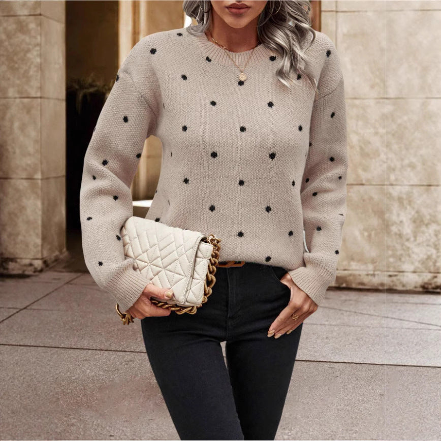 Pull en tricot douillet pour femmes avec un motif à pois tendance Chic und Stil