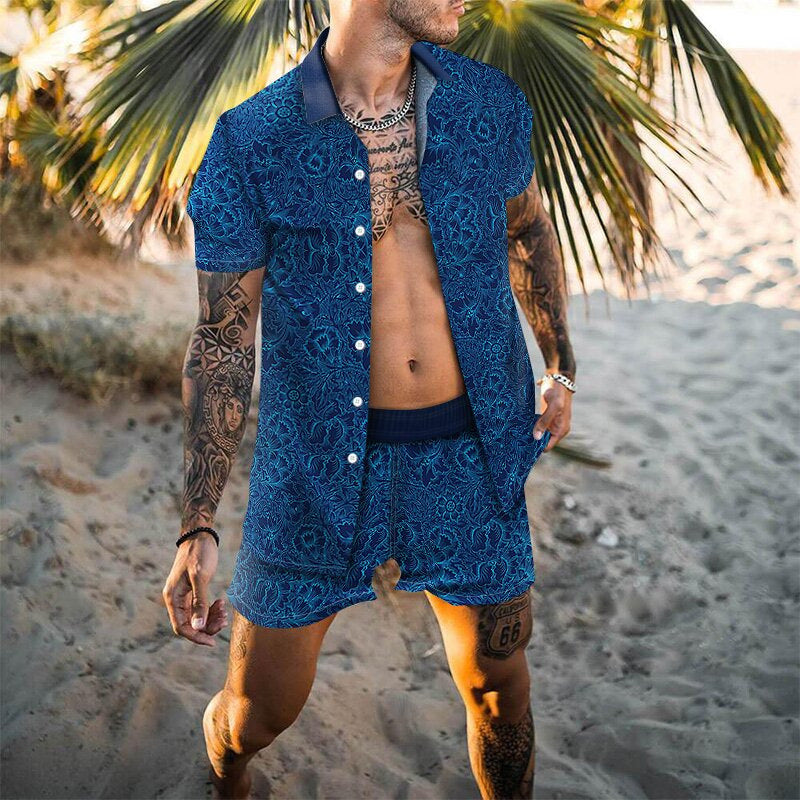 Hommes Ensemble d'été décontracté à motifs floraux Chic und Stil