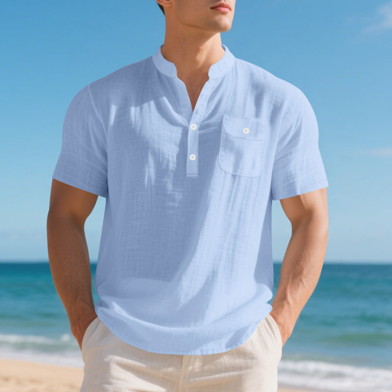 Chemise à manches courtes à la mode pour hommes avec boutonnière et poche poitrine Chic und Stil