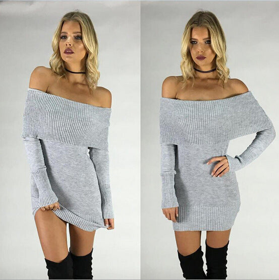 Robe en tricot à épaules dénudées pour femmes Chic und Stil