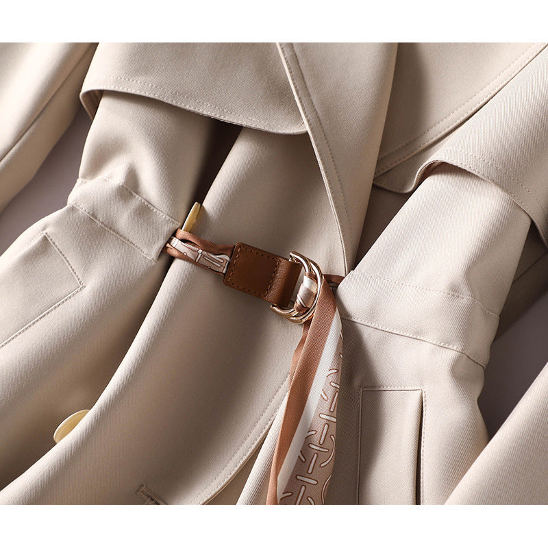 Manteau trench superposé élégant ceinturé pour femmes Chic und Stil