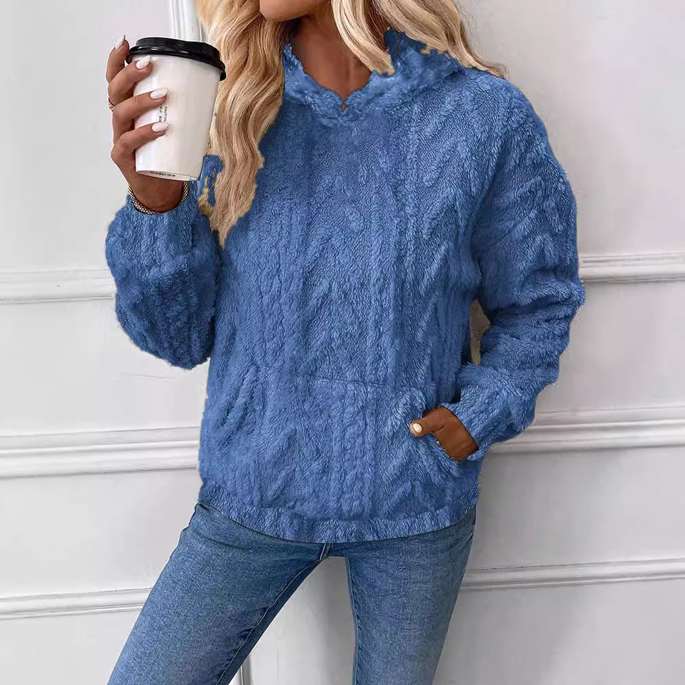 Pull à capuche pour femmes en matériau douillet avec poche kangourou intégrée Chic und Stil