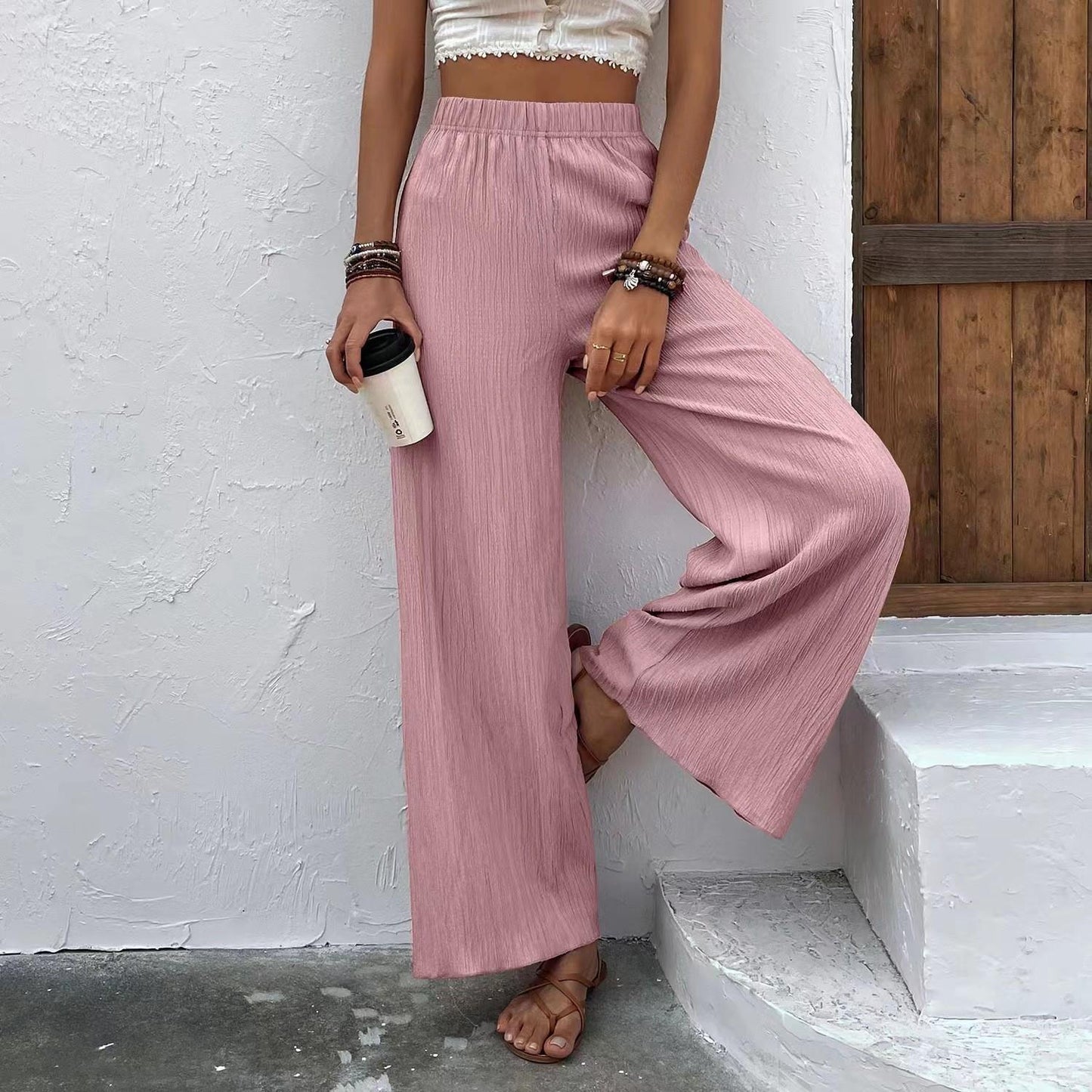Wide pleated pants for women with elastic waist and elegant drape Chic and Style
