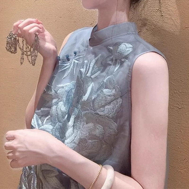 Blouse en soie brodée pour femmes Chic und Stil