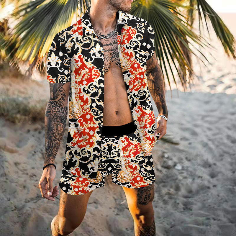 Hommes ensemble de plage à motifs à manches courtes élégant Chic und Stil