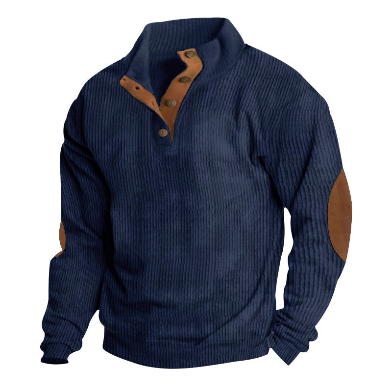Pull en structure à vagues pour homme avec accents en cuir Chic und Stil