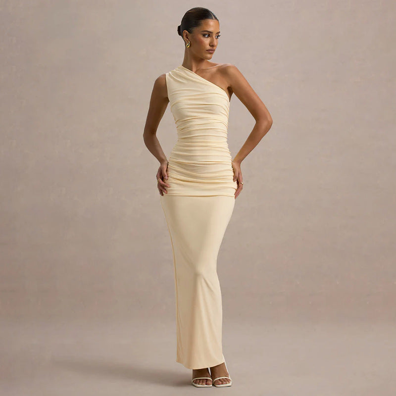 Robe maxi à épaule unique froncée Chic und Stil