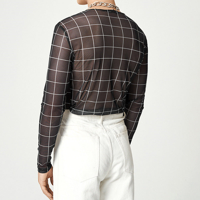 Haut en filet pour hommes avec un motif à carreaux moderne et un tissu respirant Chic und Stil