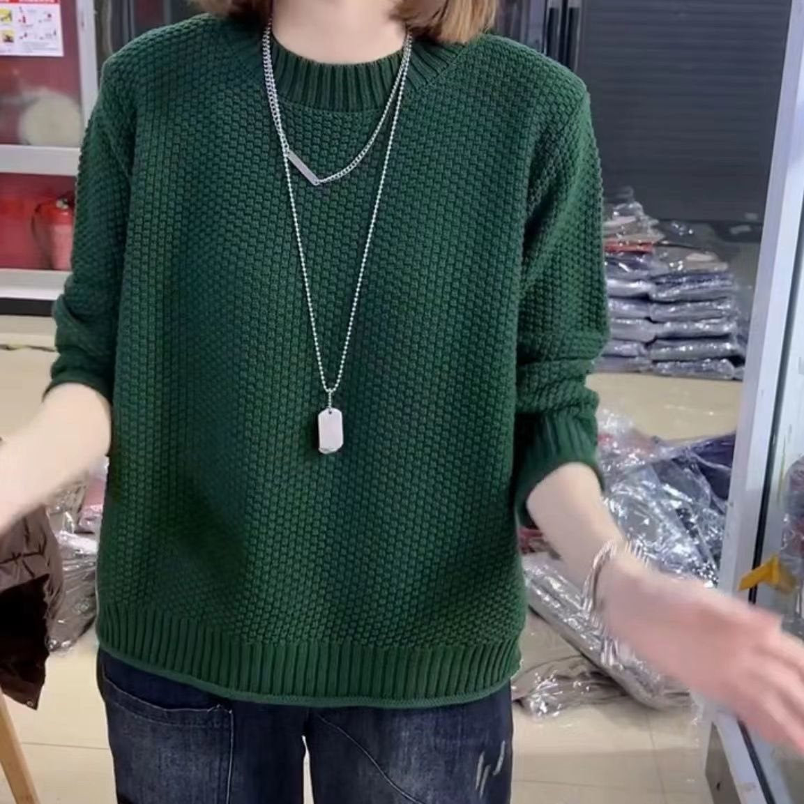 Pull-over en tricot décontracté pour femmes avec une surface texturée et une coupe ample Chic und Stil