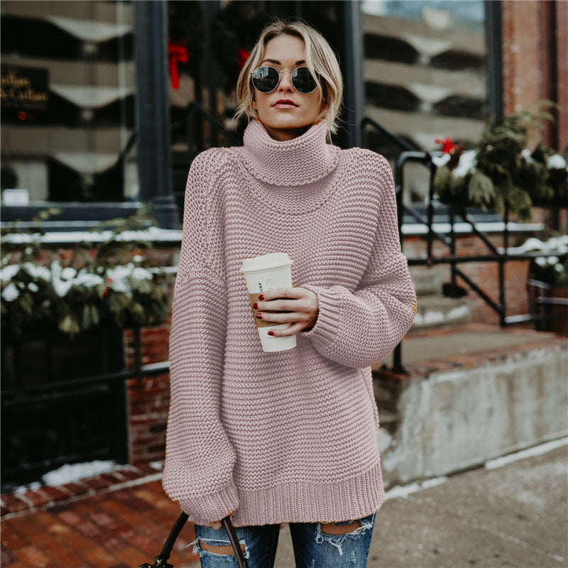 Pull en grosse maille pour femmes avec col montant et coupe décontractée Chic und Stil