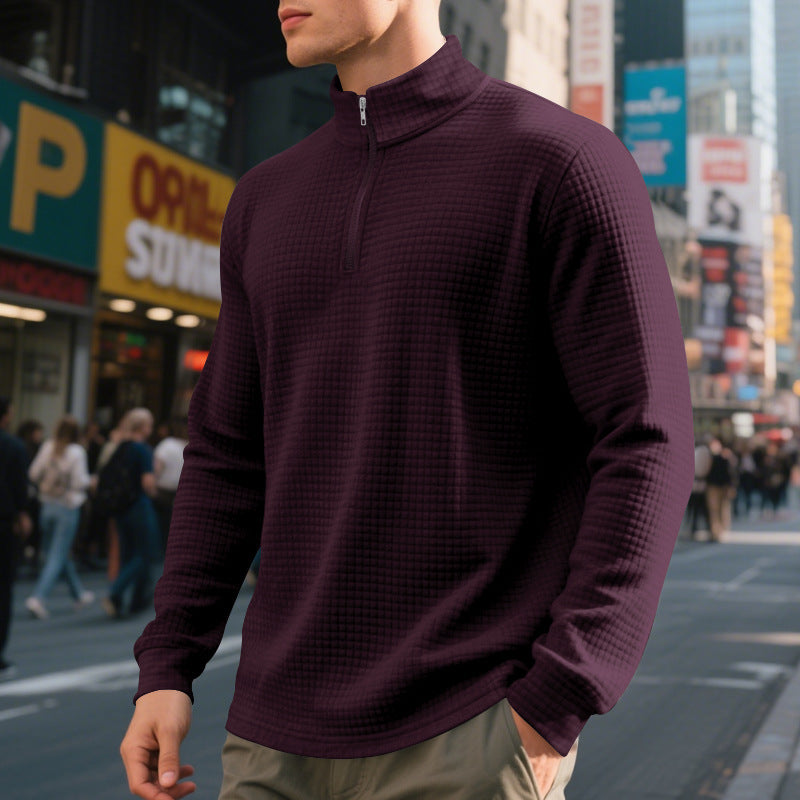 Pull pour hommes en polaire avec col montant, fermeture éclair et design structuré Chic und Stil