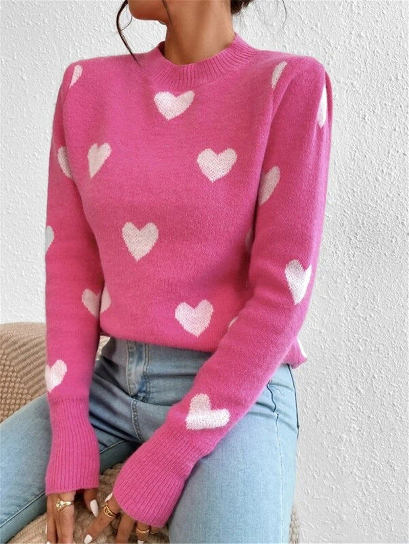 Dames pull confortable avec motif cœur Chic und Stil