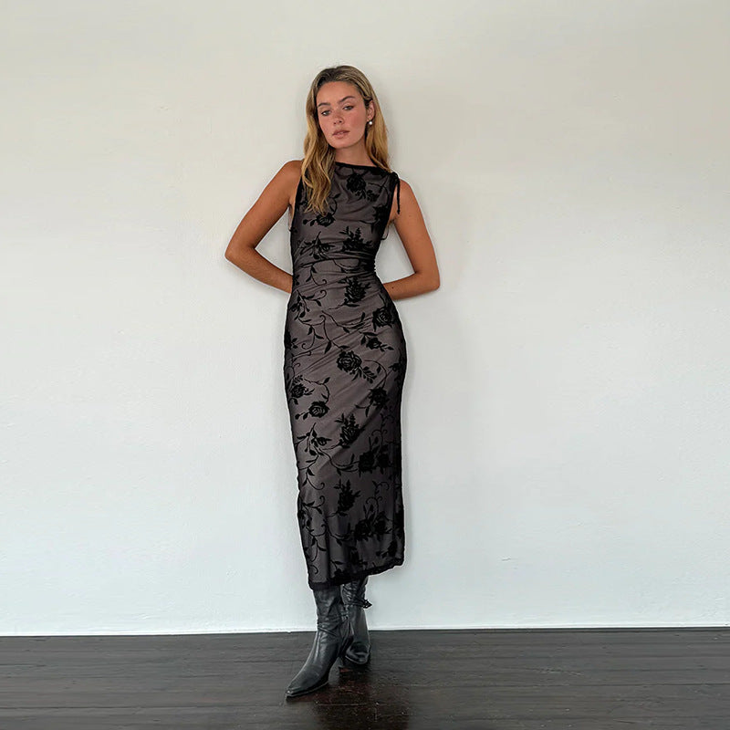 Robe midi élégante en dentelle florale Chic und Stil