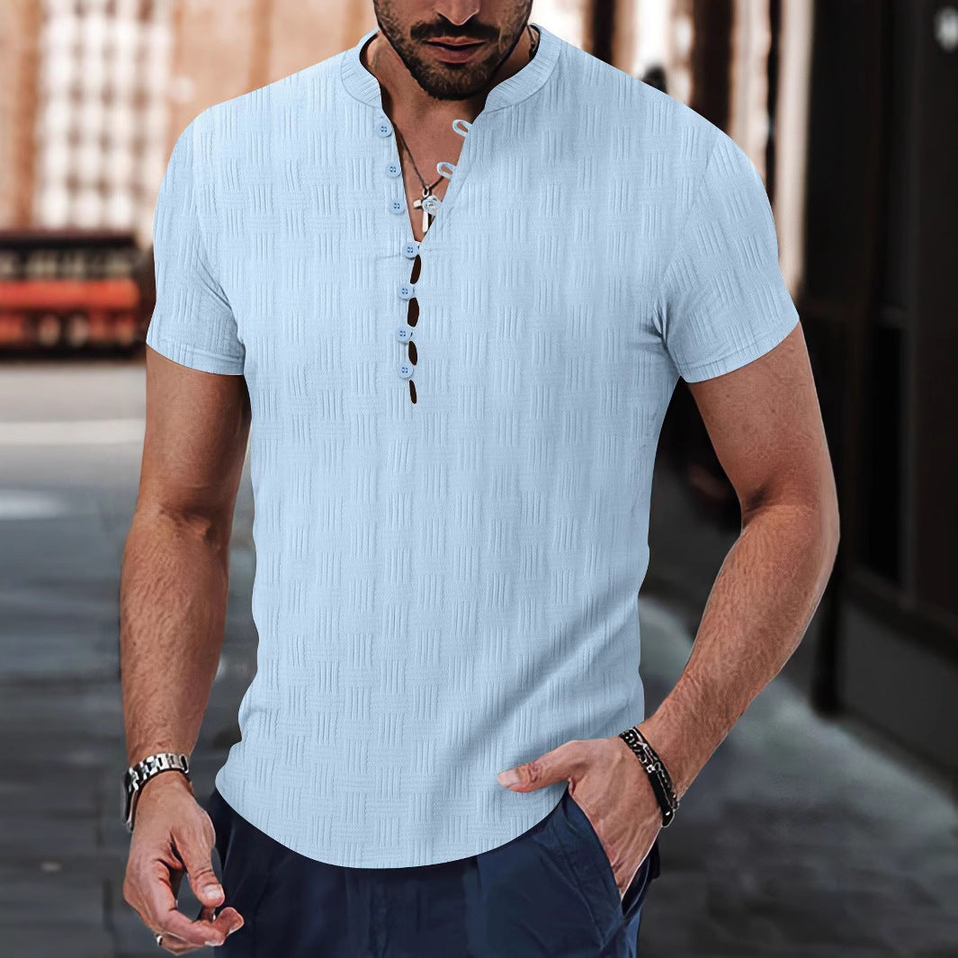 Chemise à manches courtes structurée pour hommes avec détails de boutons modernes Chic und Stil