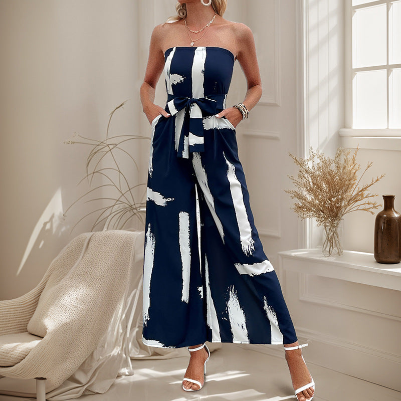 Combinaison sans bretelles pour femmes avec jambes larges et ceinture cintrée Chic und Stil