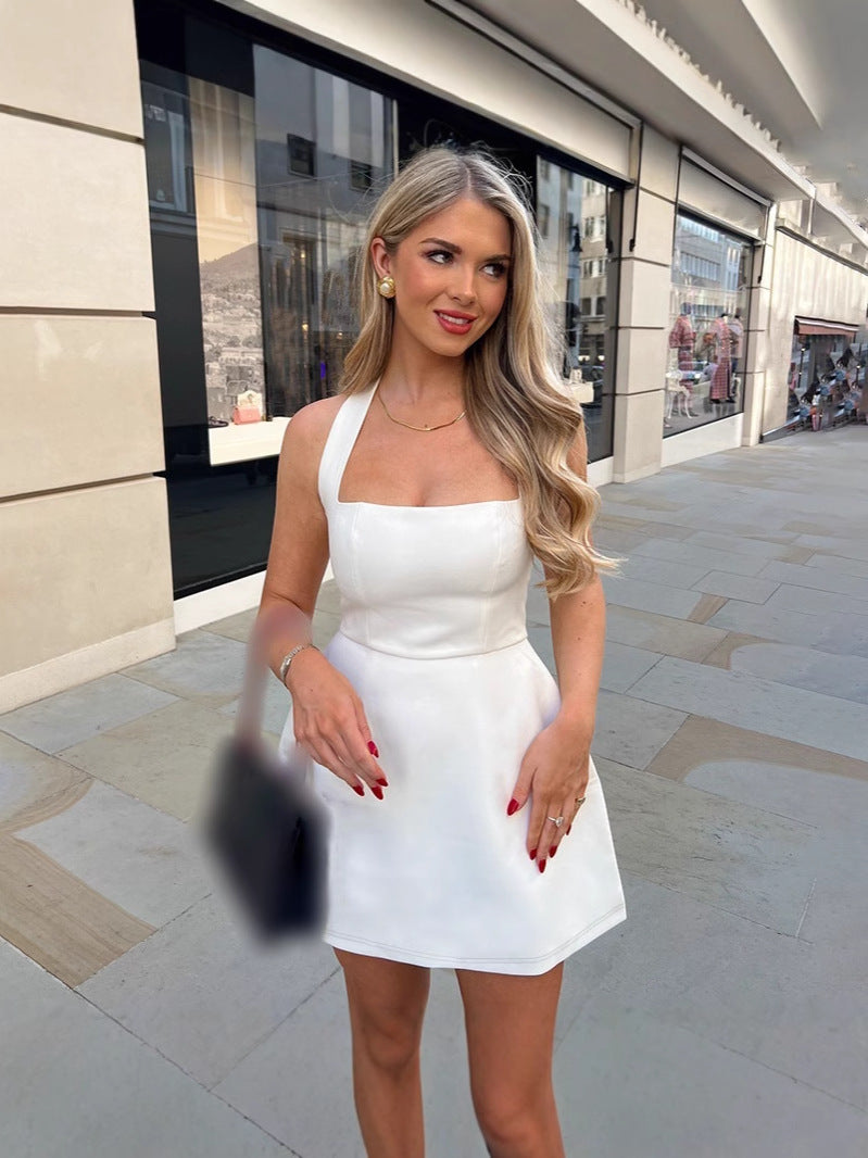 Robe mini A-line pour femmes avec design sans épaules Chic und Stil