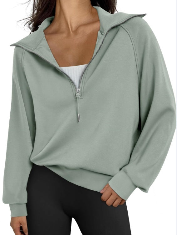 Pull-over décontracté pour dames avec col montant et zip Chic und Stil