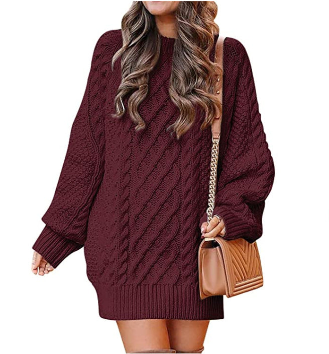 Woman Large knitted pullover with twisted pattern and relaxed fit Chic and Style