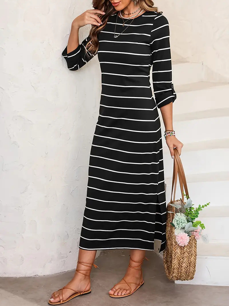 Robe maxi rayée décontractée pour femme Chic und Stil
